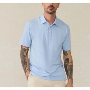 Faherty Movement Polo Mens Size Medium Blue Short Sleeve